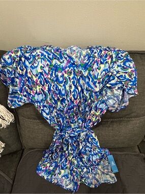 Cupshe Vibrant Blue Multi-Color Printed Romper small NWT